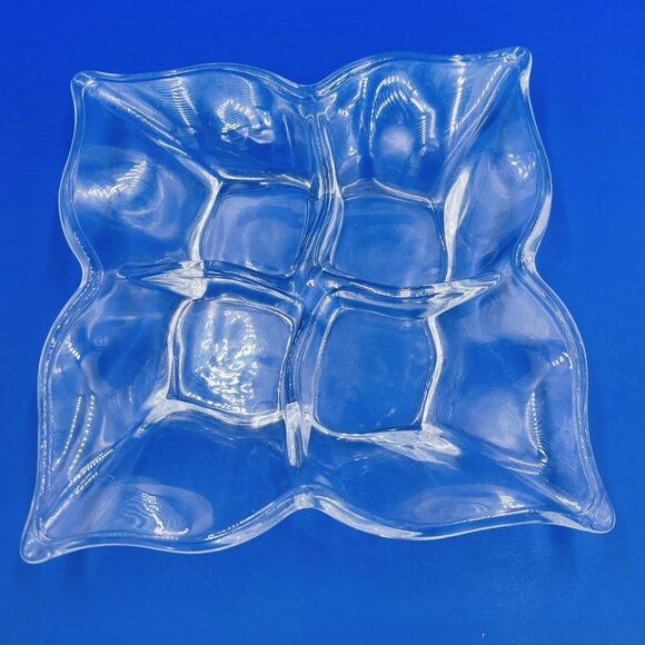 Shannon Fiori Crystal 4-Section Serving Platter Nuts Candies Condiments - Picture 1 of 10